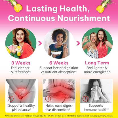 PH Balance for Women Gummies – Feminine Probiotic Gummies, Pineapple Flavor, Daily Support for pH Balance, Gut & Immune Health(2 Pack)