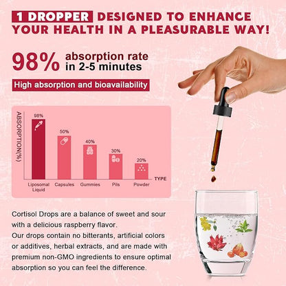 (4 Pack) Cortisol Liquid Drops for Women - Balanced Cortisol, Hormone Balance Support, Cortisol Supplements for Women with Magnesium Complex, Rhodiola Rosea, Ashwagandha, Sugar-Free, 1 Fl Oz