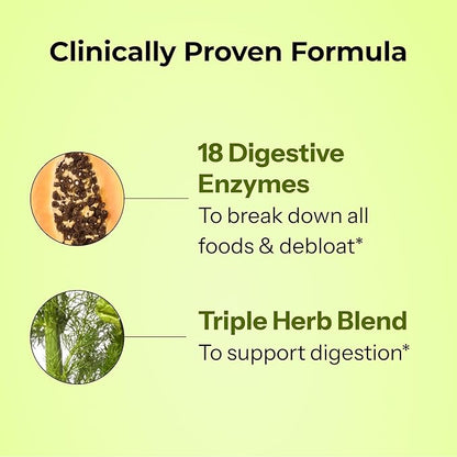 HUM Flatter Me Digestive Enzymes for Women & Men, Digestive Health Bloating Supplement with Ginger & Peppermint Leaf, Fast Acting Anti Bloat Pills Multi Enzyme for Debloating, Vegan, 60 Capsules