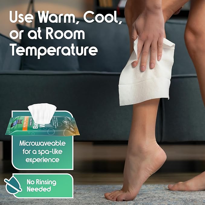 Inspire Ultra Thick Rinse-Free Bath Towels | Shower Towels - Flush-Free Wet Wipes with Aloe | Thick Strong Extra Large Towel for Adults | Body Wipes for Adults Bathing