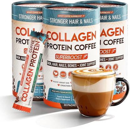 Collagen Peptides Coffee Powder for Weight Loss – Supports Digestion, Bloating, Energy & Focus, Fat Burning, Joint, Skin, Hair & Nails – High-Protein for Women & Men (90 Servings)
