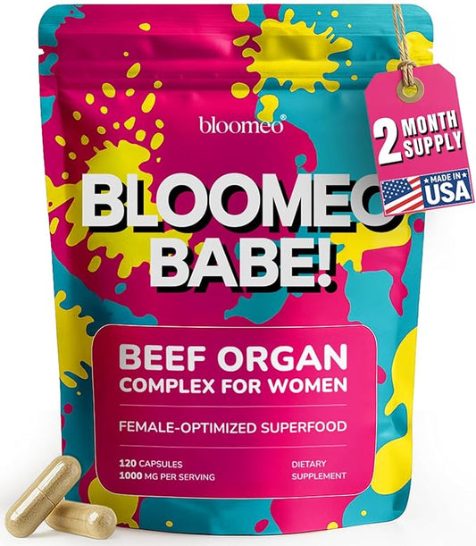 Beef Organ Supplement for Women – Grass Fed Liver, Uterus, Ovary, Heart, Kidney – 30+ Nutrients to Support Hormone Balance, Cycle Health, Energy, Immunity, Skin & Hair – Made in USA & 3rd Party Tested
