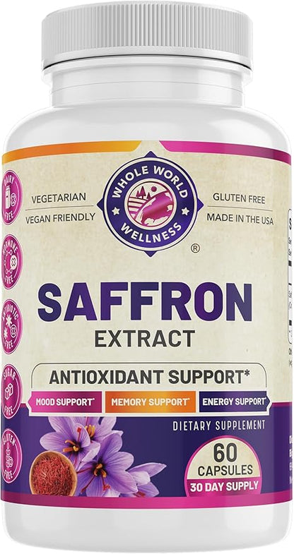 100% Pure Saffron Extract - Supports Weight and Appetite Health, Mood, Focus, Memory, Digestion, Eye, Skin and Brain Health. Saffron Supplements for Women and Men.