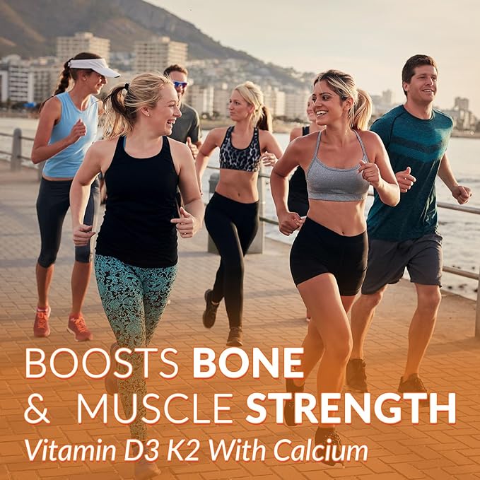 Vitamin D3 K2 Gummies, Sugar Free Vitamin D3 K2 w/Calcium, Magnesium, Omega-3, Vitamin C,B12, K2 D3 Supplement