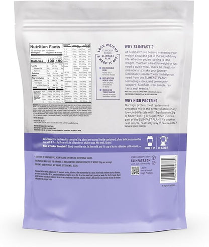 SlimFast High Protein Meal Replacement Powder, Advanced Nutrition Smoothie Mix with Vitamin and Mineral Blend, Gluten Free, Creamy Milk Chocolate, 26 Servings