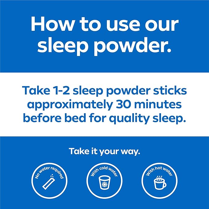 Dream Water Sleep Powder, Sugar-Free, Gluten-Free, Natural Flavors; Blend of 3 Ingredients, GABA, 5mg Melatonin, 5-HPT; Snoozeberry Flavor 60ct