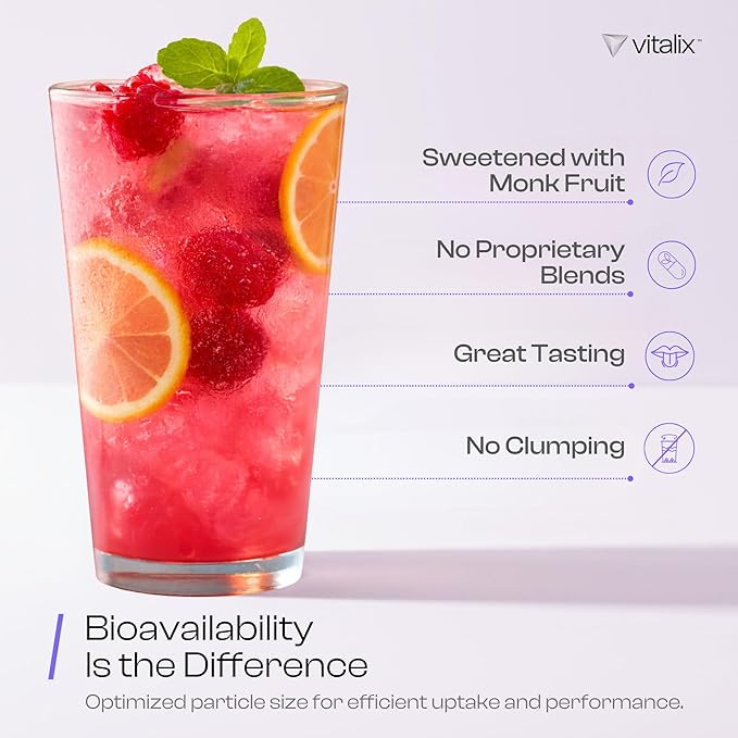 Vitalix – Cortisol Reducer & Adaptogen Drink Mix with Ashwagandha KSM 66, Magnesium Glycinate 200mg, L-Theanine 200mg, Vitamin C 500mg & Electrolytes – Raspberry Lemonade – 30 Servings