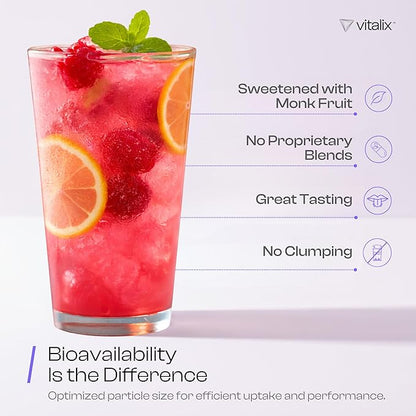 Vitalix – Cortisol Reducer & Adaptogen Drink Mix with Ashwagandha KSM 66, Magnesium Glycinate 200mg, L-Theanine 200mg, Vitamin C 500mg & Electrolytes – Raspberry Lemonade – 30 Servings