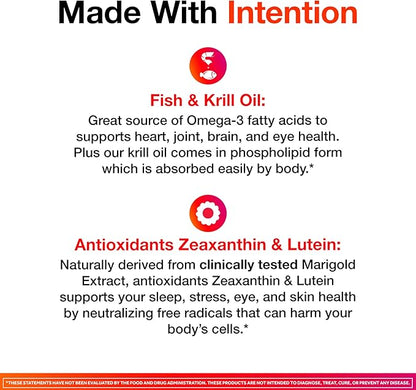 MegaRed Omega-3 Blend Total Body + Refresh 500mg Softgels, (65 Count in a Bottle), Easily Absorbed Krill Oil, to Support Your Heart, Joints, Brain & Eyes