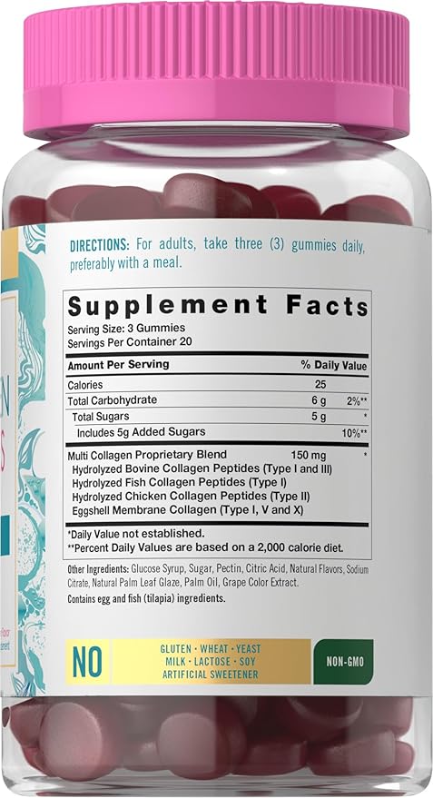 Carlyle Collagen Gummies | 60 Count | Multi Collagen Complex | Beauty Formula Supplement | Mixed Berry Flavor | Non-GMO, Gluten Free