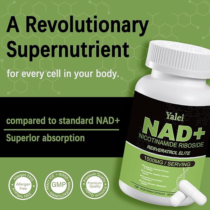 NAD Resveratrol Supplement 1500mg,120 Veggie Capsules | Liposomal NAD Plus Boosting | Support Cellular Health, Stamina & Healthy Aging for Women & Men | Non-GMO