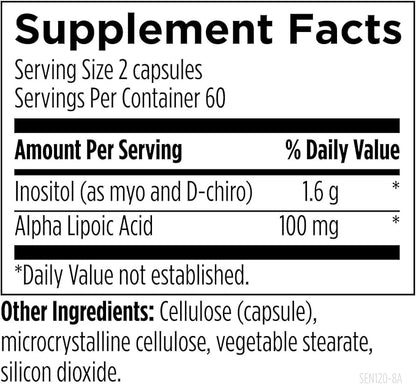 Designs for Health Inositol + ALA Capsules - Sensitol Myo-inositol (MI) + D-Chiro Inositol (DCI) with Alpha Lipoic Acid - Vegan, Non-GMO Supplement (120 Capsules)
