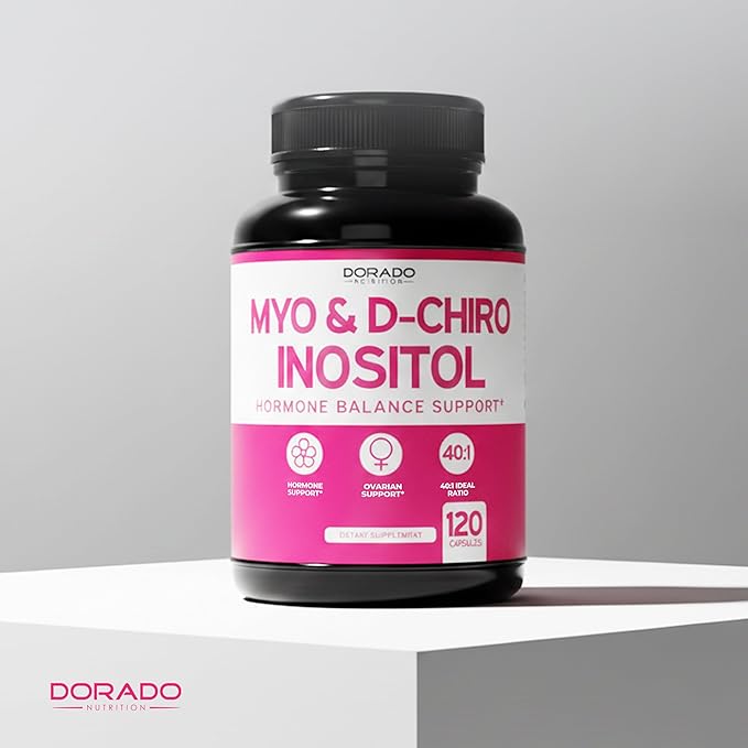 Myo-Inositol & D-Chiro Inositol Supplement For Women (120 Capsules, 2050mg Per Serving Ideal 40:1 Ratio Myo Inositol) Hormone Balance for Women - Third Party Tested, Vegan Safe & USA Made - 120 Count