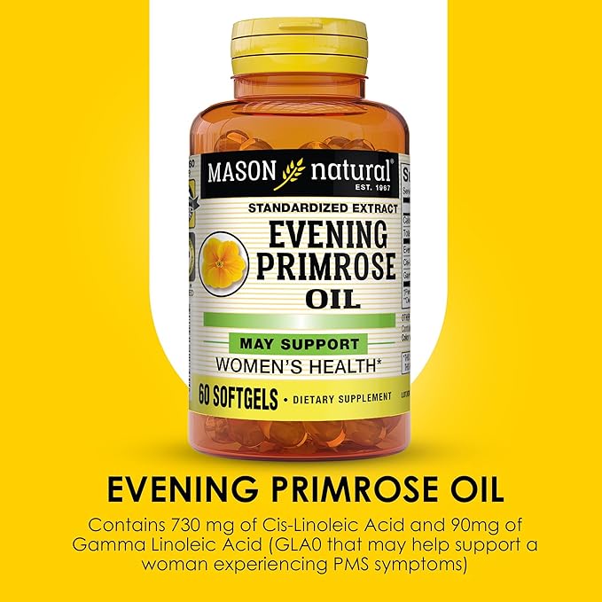 MASON NATURAL Evening Primrose Oil Softgels, 3 Month Supply, May Support Women’s Healh, 3 Pack (1 Month per Bottle)