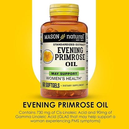 MASON NATURAL Evening Primrose Oil Softgels, 3 Month Supply, May Support Women’s Healh, 3 Pack (1 Month per Bottle)
