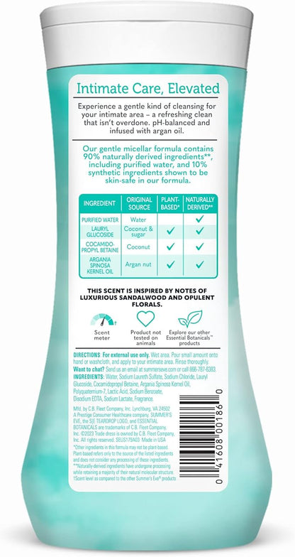 Summer's Eve Essential Botanicals All-Over Daily Feminine Wash with Argan Oil, Gentle pH-Balanced Body Wash for Women, Removes Vaginal Odor and Refreshes, 12 Fl Oz (Pack of 2)
