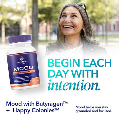 Mood Balance Support Supplement | Emotional Wellness Formula | Calm and Focus Blend | Gut-Brain Formula | Clean Ingredients 60 Vegetarian Capsules.