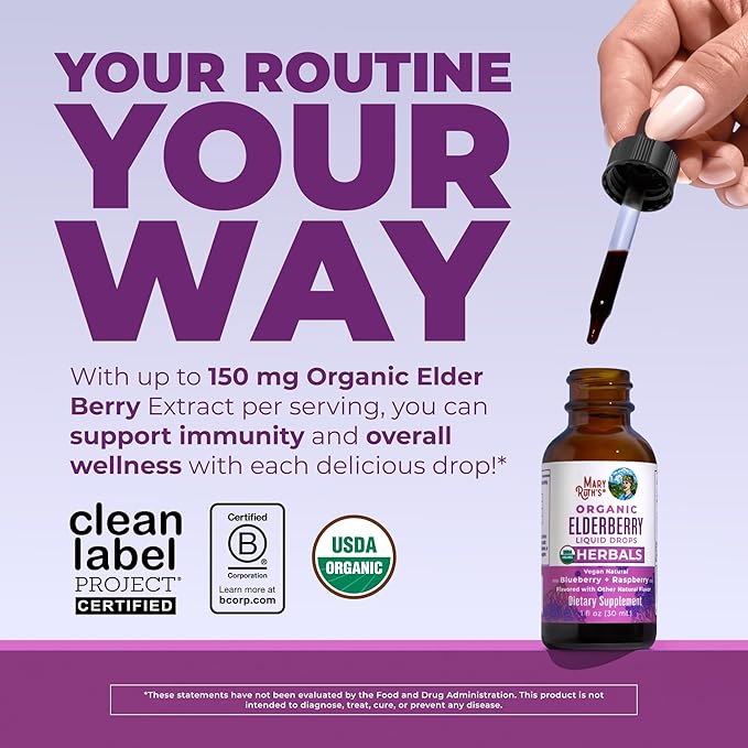 MARYRUTH'S Elderberry Liquid Drops for Adults & Kids | Immune Support | Antioxidant | Overall Wellness | Elder Berry Extract | USDA Organic | Sugar Free | Vegan | Non-GMO | Gluten Free | 1 Fl Oz