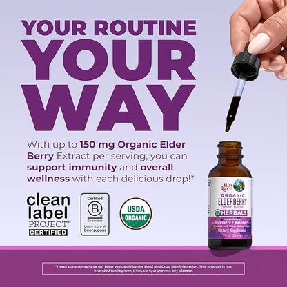 MARYRUTH'S Elderberry Liquid Drops for Adults & Kids | Immune Support | Antioxidant | Overall Wellness | Elder Berry Extract | USDA Organic | Sugar Free | Vegan | Non-GMO | Gluten Free | 1 Fl Oz