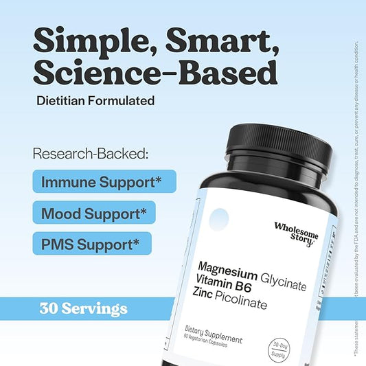 Zinc Picolinate, Magnesium Glycinate Supplements with P5P Vitamin B6 | Magnesium and Zinc Vitamin | Reproductive & Fertility Health, Hormone Balance, Immune System Support | 30 Day Supply (Pack of 2)