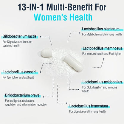Menopause Supplements for Women, 120 Billion CFU Probiotic, 13-in-1 Herbs Probiotics Complex, for Menopause Relief, Hormone Balance, Hot Flashes, Night Sweats, Mood Swings, Gut & Immunity - 60 Capsule