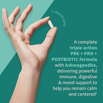 Garden of Life Dr. Formulated Pre,Post & Probiotics Calm 50 Billion CFU Daily 3-in-1 Complete Supplement with Ashwagandha – Mood Support,Digestive & Immune Support,30 Vegetarian Capsules,(Pack of 2)