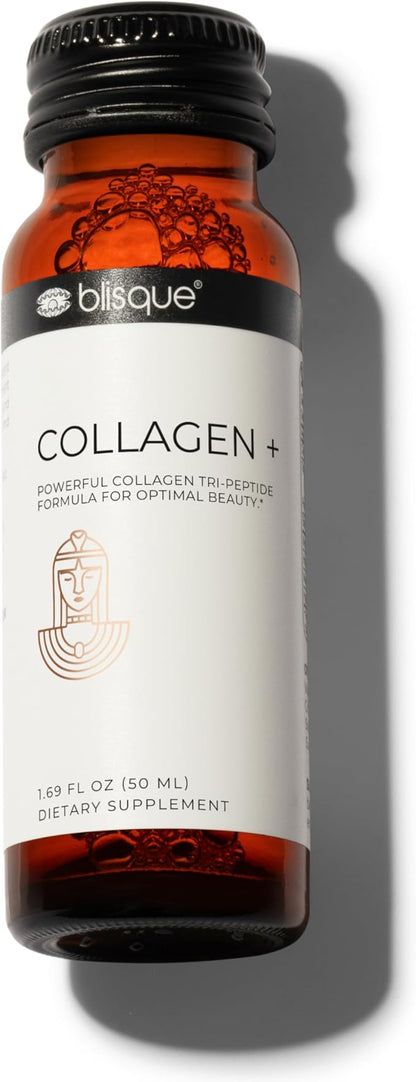 Blisque - Liquid Collagen Tri-Peptide Complex | with Biotin and Hyaluronic Acid | for Hair, Skin, and Nails | 10 Bottles | 10-Day Supply