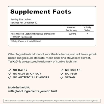 EZ Melts VitalMuscle Dissolvable Tablets - Supports Strength, Lean Growth, Recovery for Men & Women - Clinically Studied TWK10 Postbiotic - Gentle on the Stomach - Non-GMO & Vegan - 60 Tablets