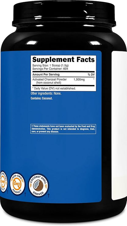 Nutricost Activated Charcoal Powder 2lbs - Food Grade Powder, Toothpaste, Facemask, Odor Control, Vegetarian, Gluten Free, Non-GMO