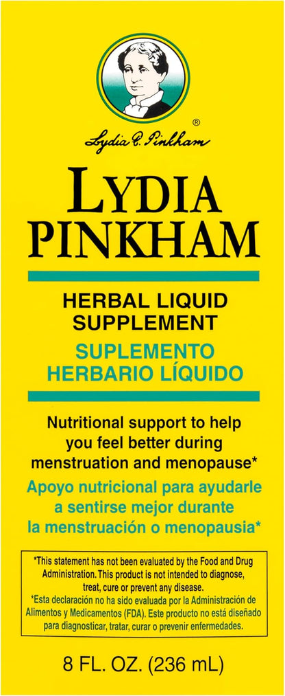 Lydia Pinkham Liquid Herbal Supplement for Menstruation and Menopause Support, 8 Ounce