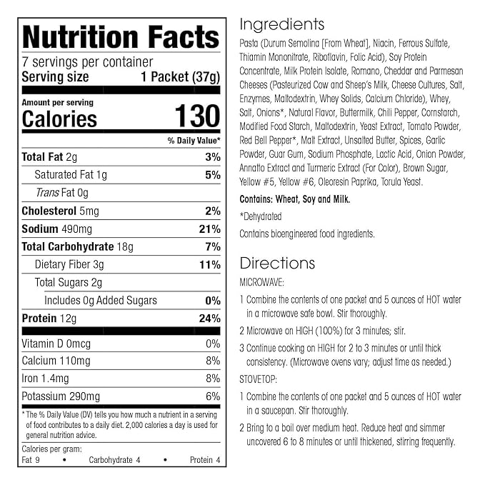WonderSlim Protein Pasta, Spicy Cheese, 130 Calories, 12g Protein (7ct)