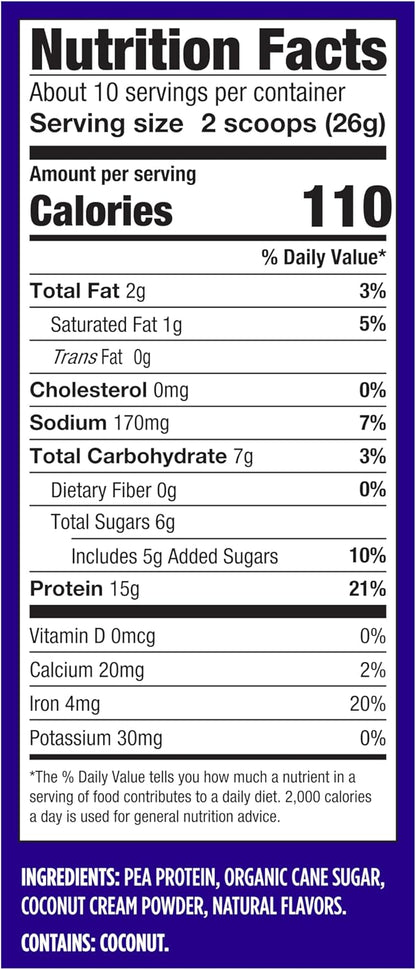 Vega Protein Made Simple Protein Powder, Vanilla - Stevia Free, Vegan, Plant Based, Healthy, Gluten Free, Pea Protein for Women and Men, 9.2 oz (Packaging May Vary)