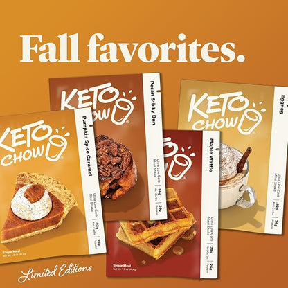 Keto Chow Pumpkin Spice Caramel | Keto Meal Replacement Shake | Nutritionally Complete | Low Carb | Delicious Easy Meal Substitute | You Choose The Fat | Single Meal Sample