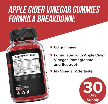 Orphic Nutrition Apple Cider Vinegar Gummies - 1000mg - ACV Weight Loss Gummies - Supports Digestion, Detox & Cleansing - VIT B12, Beetroot - Gomitas de Vinagre de Manzana (120 pcs)