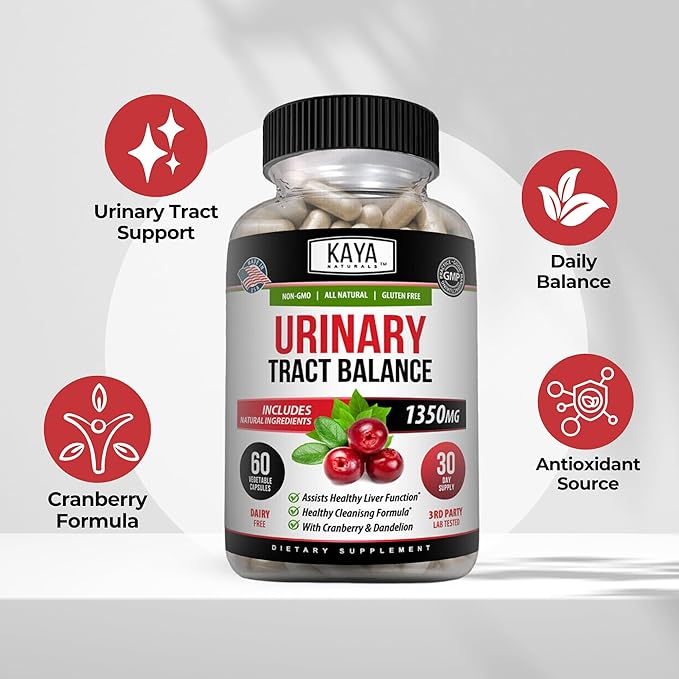 Kaya Naturals - D-Mannose - Urinary Tract UT Cleanse & Bladder Health - Made with Cranberry, Hibiscus & Dandelion Root - D Mannose Capsules Cranberry Supplement - 60 Veggie Capsules