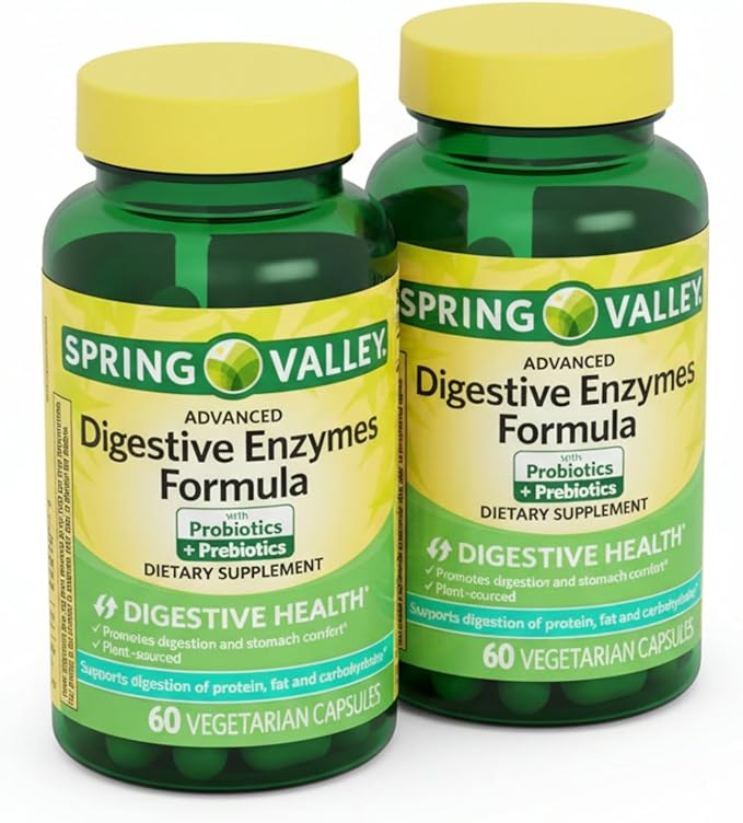 Unique Bundle Store Digestive Enzymes – 60 Vegetarian Capsules, Enzimas Digestivas with Probiotics and Prebiotics, Enzymes for Digestion, Daily Digestive Health Supplement (Pack of 2)