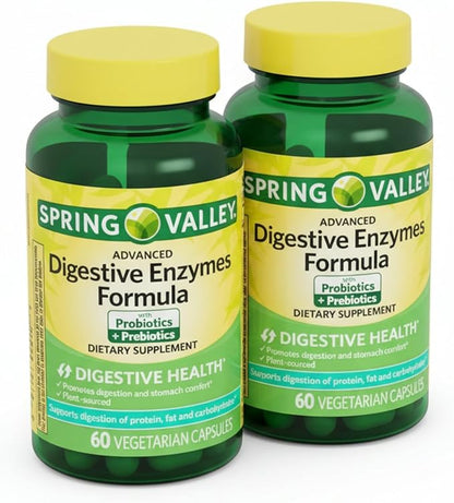 Unique Bundle Store Digestive Enzymes – 60 Vegetarian Capsules, Enzimas Digestivas with Probiotics and Prebiotics, Enzymes for Digestion, Daily Digestive Health Supplement (Pack of 2)