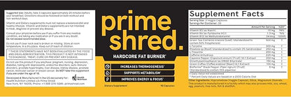 PrimeShred: Fat Burner for Men, Natural Appetite Suppressant, Thermogenic Workout Metabolism Booster & Energy Supplement, Weight Management w/Green Tea, Caffeine L-Carnitine, Vegan & Soy-Free, 90 Caps