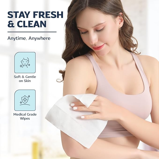 240 XL Shower Wipes – Body Wipes for Adults Bathing No Rinse – 24 Packs of 10 – Extra Moist Bath with Aloe & Vitamin E for Camping, Travel, Gym & Bedridden Care