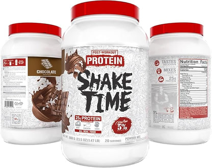 5% Nutrition Rich Piana Shake Time | 24g Animal Based Protein Drink | Grass-Fed Beef Isolate, Chicken, Egg | No Sugar or Soy (Chocolate)
