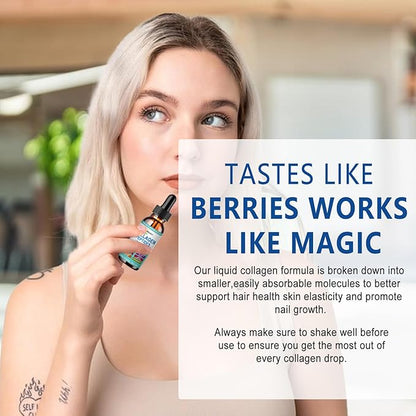 Collagen Peptides Liquid Drops, Multi Collagen Peptide for Skin Hair Nail Joints Bones Gut Health, Hydrolyzed Liquid Collagen Peptides w/Glucosamine Chondroitin MSM Biotin Vitamins for Women and Men