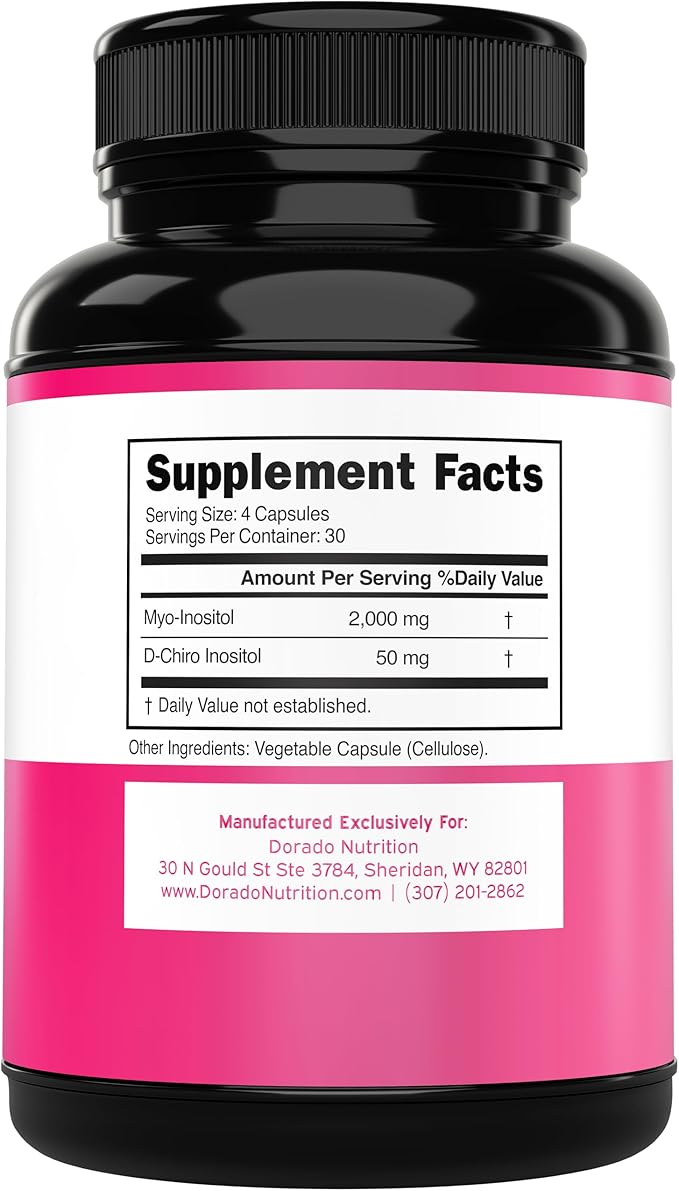 Myo-Inositol & D-Chiro Inositol Supplement For Women (120 Capsules, 2050mg Per Serving Ideal 40:1 Ratio Myo Inositol) Hormone Balance for Women - Third Party Tested, Vegan Safe & USA Made - 120 Count