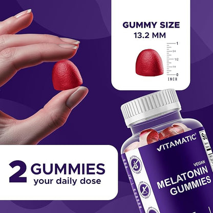 Vitamatic Melatonin Gummies – (2.5 mg, 5 mg & 10 mg Doses) | 60 Vegan Gummies per Bottle | Pack of 2