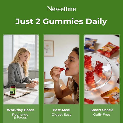 NEWELLME Sugar-Free Apple Cider Vinegar Gummies for Metabolism - 1000mg ACV with The Mother & Vitamin B12 for Energy Support - Vegan, Gluten-Free,120 Counts