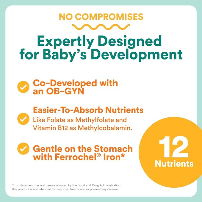 SmartyPants Women’s Prenatal Multivitamin Capsules, OB‑GYN Co‑Developed Prenatal Vitamins with Choline, Folate, Omega 3 DHA, & Iron for Baby’s Development, Gentle on Stomach, 60 Count (30 Day Supply)