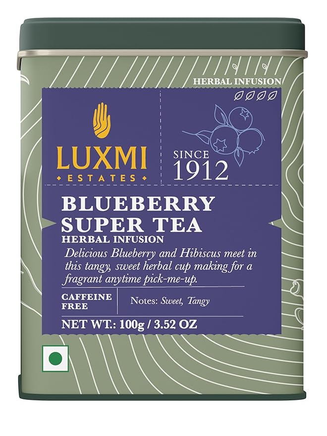 Luxmi Estates - Blueberry Hibiscus Tea 50 Cups (100g/3.5oz) | Anti-oxidant Rich | Caffeine-Free