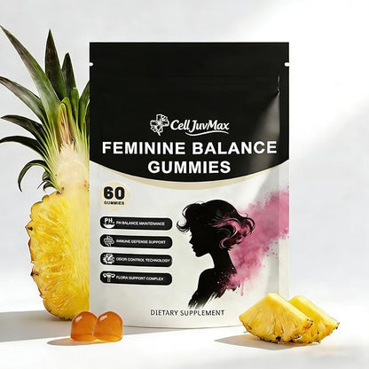 Feminine Balance Probiotic Gummies for Women - with Hawaiian Pineapple, pH Balance Support, Healthy Odor & Flora, Vaginal & Immune Health, Vegan Dietary Supplement - 60 Gummies (1)