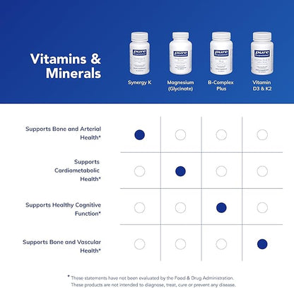 Pure Encapsulations Synergy K - with Vitamin K1, K2 & D3 - Supports Bones, Blood Vessels, Vascular Elasticity & Calcium Utilization* - Includes Cholecalciferol - Gluten Free & Non-GMO - 60 Capsules