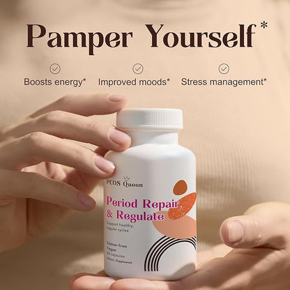 Period Repair & Regulate - Female Hormone Balance Supplement for Irregular Periods - Vegan Formula to Support Regular Menstrual Cycle, Cramps, Skin Health - 1 Bottle
