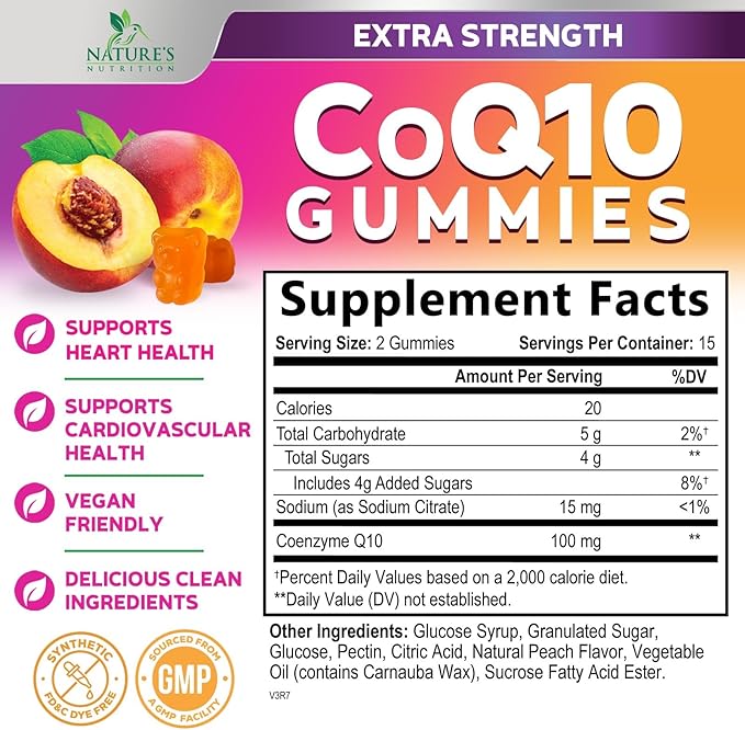 CoQ10 Gummies - Coenzyme Q10 100mg Per Serving - 3X Strength, High Absorption, Antioxidant Supplements for Heart Health Support & Energy Production, Ultra Coq 10 Vitamins Supplement - 30 Gummies